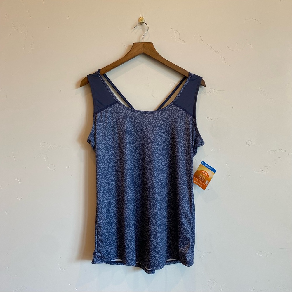 COLUMBIA Navy Blue Whispering Lakes Omni Shade Athletic Outdoor Tank